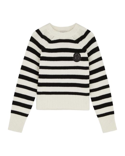 Moncler Black Logo Stripe-intarsia Wool Jumper