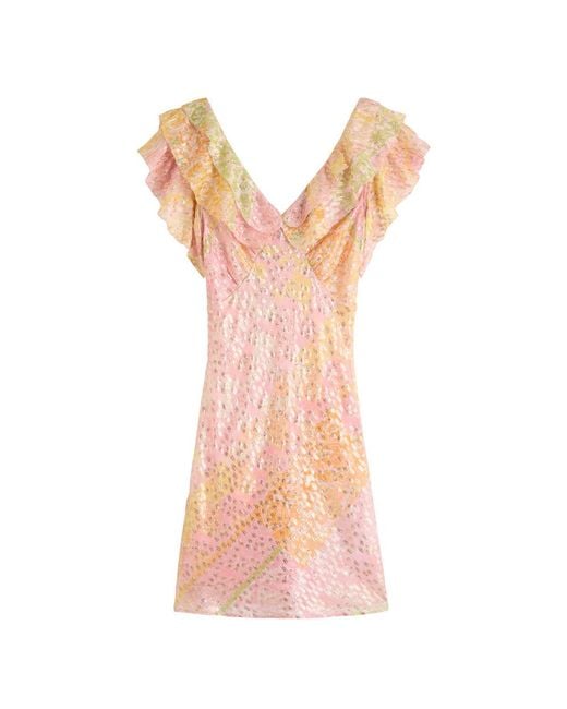Never Fully Dressed Pink Tilda Printed Chiffon Mini Dress