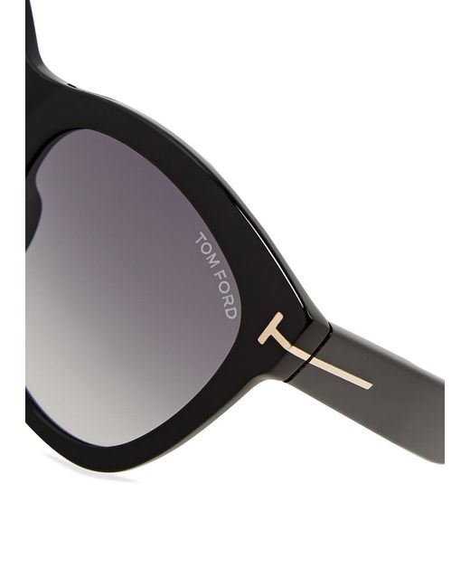 Tom Ford Black Wallace Round Frame Sunglasses Bkot 01b for men