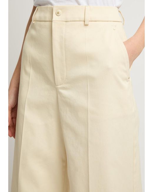 Moncler Natural Wide-Leg Twill Trousers