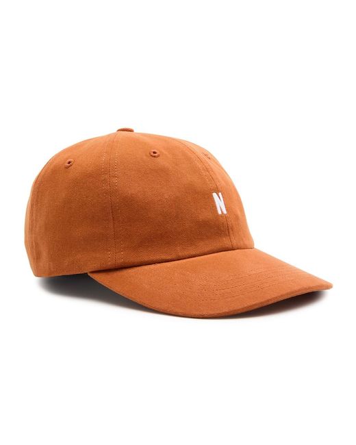 Norse Projects Orange Sports Logo-Embroidered Cotton-Twill Cap for men