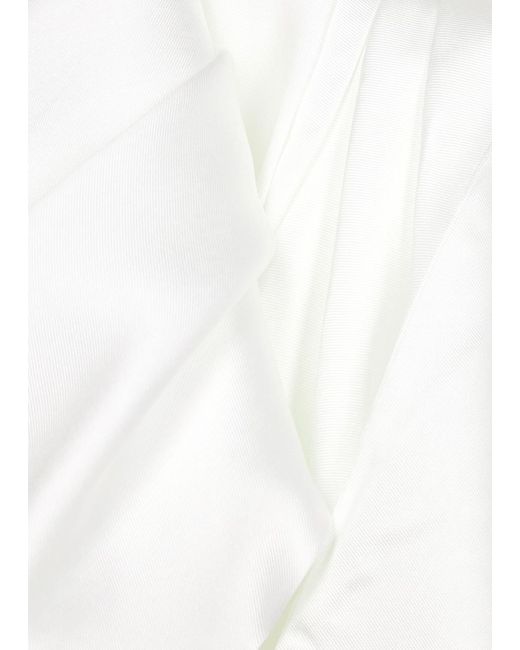 Solace London White Raye Draped Satin And Crepe Gown