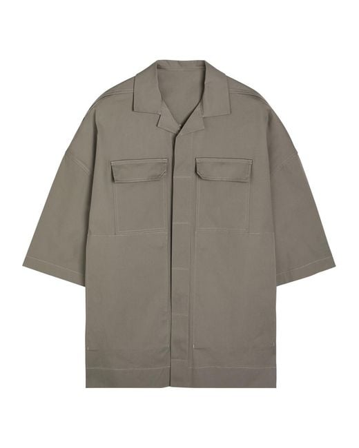 Rick Owens Gray Magnum Tommy Oversized Stretch-Cotton Poplin Shirt for men