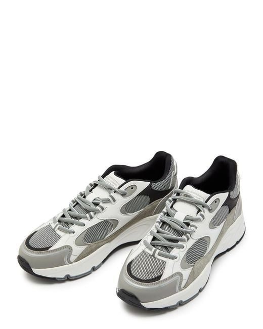Cleens White Pulse Runner Panelled Mesh Sneakers for men