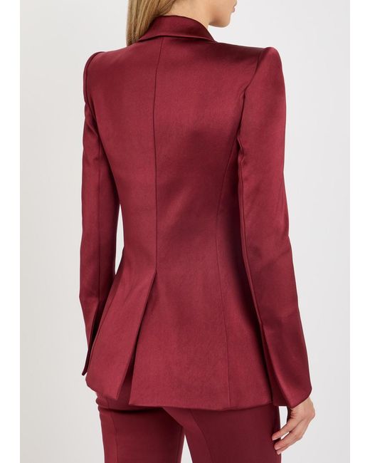 Galvan Red Sculpted Satin Blazer