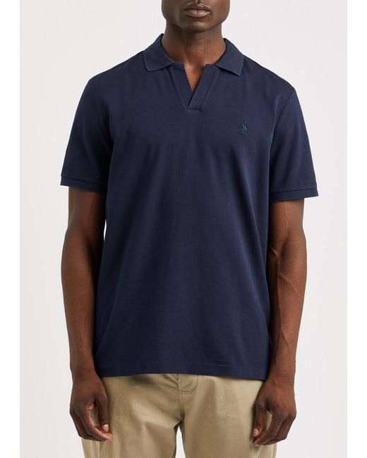 Polo Ralph Lauren Blue Johny Logo Stretch-Cotton Polo Shirt for men
