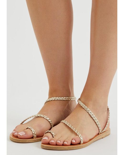 Ancient Greek Sandals White Treli Crystal-embellished Lace-up Leather Sandals