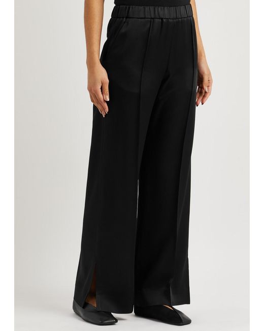 Jil Sander Black Wide-leg Satin Trousers