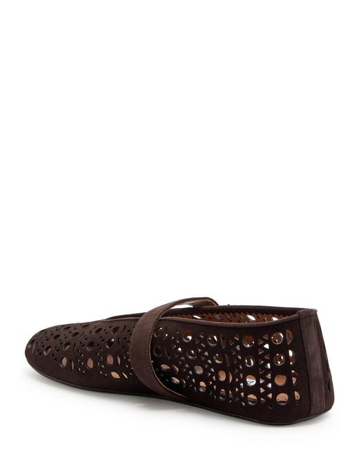 Alaïa Brown Vienne Cut-Out Suede Ballet Flats