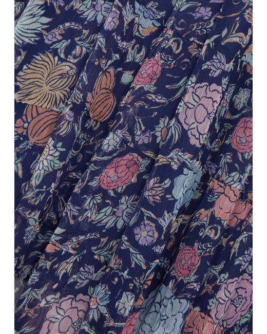Rixo Blue Kristen Floral-print Chiffon Maxi Dress