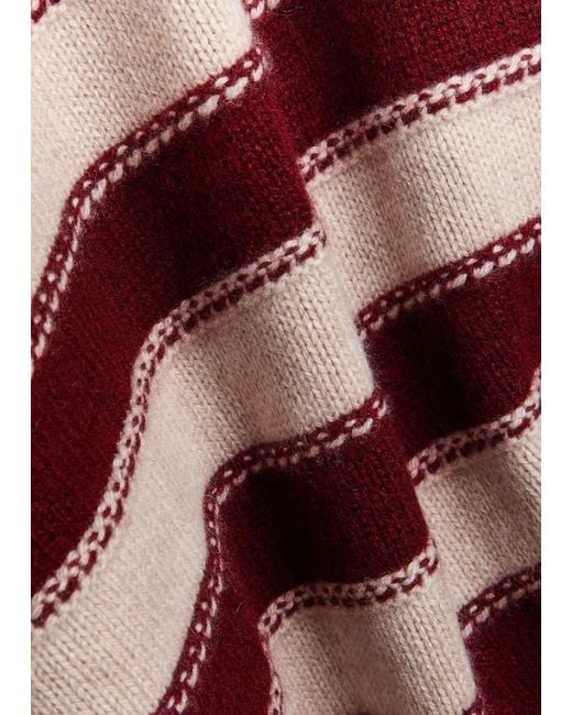The Elder Statesman Red Braided Striped Cashmere Jumper