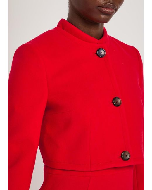 Emilia Wickstead Red Lizette Wool-Crepe Cropped Jacket