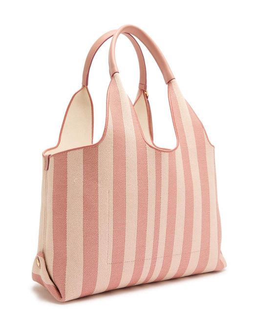 Chloé Pink Stripy East-West Canvas Tote Bag