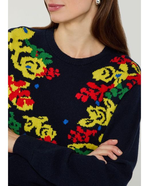 J.W. Anderson Blue Pringle Floral Wool Jumper