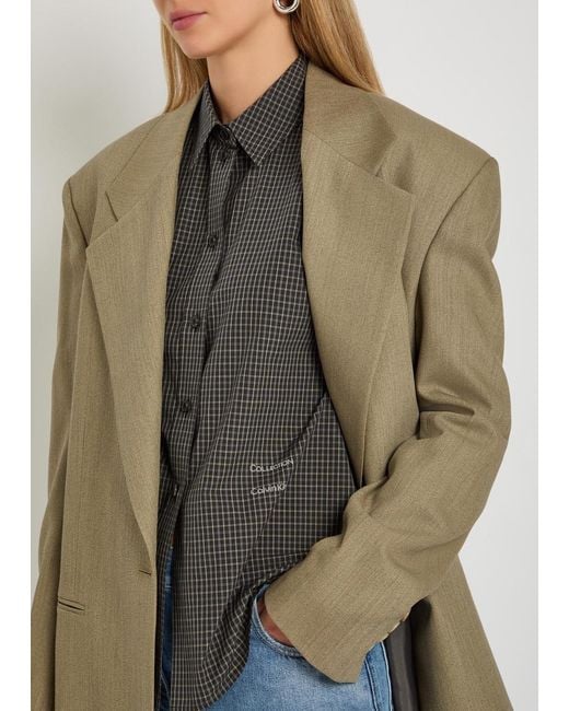 Calvin Klein Gray Sophie Checked Cotton-Poplin Shirt