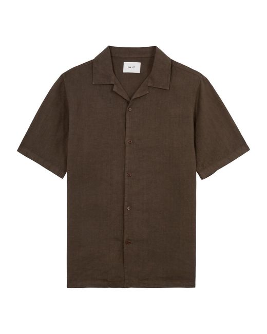 NN07 Brown Julio Linen Shirt for men