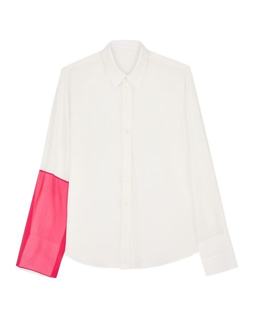 Helmut Lang White Panelled Silk Shirt