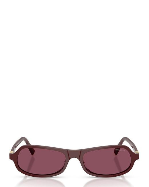 Miu Miu Purple Narrow Rectangle-Frame Sunglasses