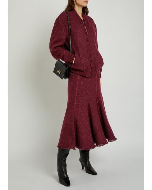 Gabriela Hearst Purple Amy Speckled Wool And Cashmere-Blend Midi Skirt