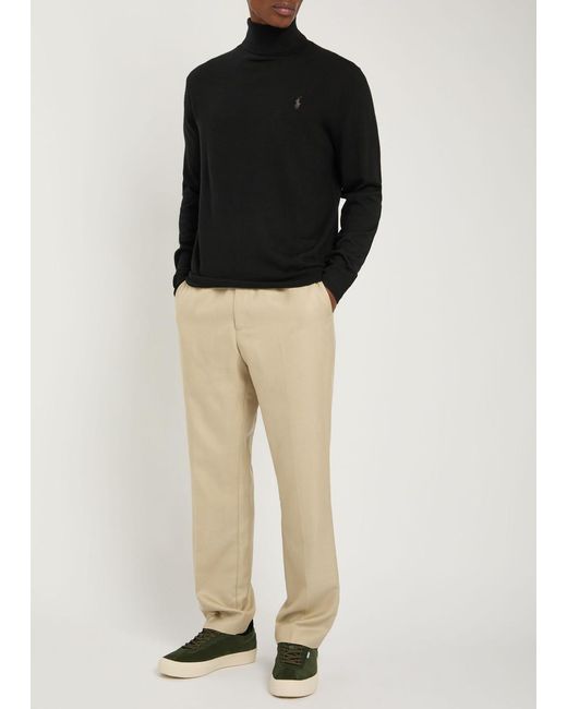 Polo Ralph Lauren Black Roll-Neck Wool Jumper for men