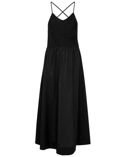 Faithfull The Brand Black Camera Cotton Midi Dress