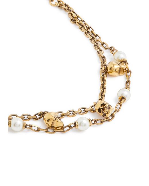 Alexander McQueen Metallic Double-layered Embellished Bracelet