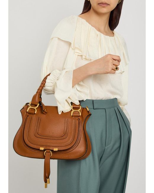Chloé Brown Marcie Small Grained Leather Shoulder Bag