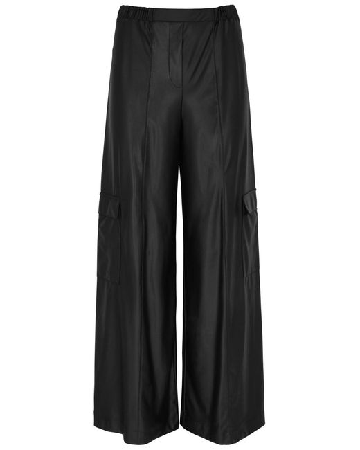 Max Mara Black Teseo Satin-Jersey Cargo Trousers