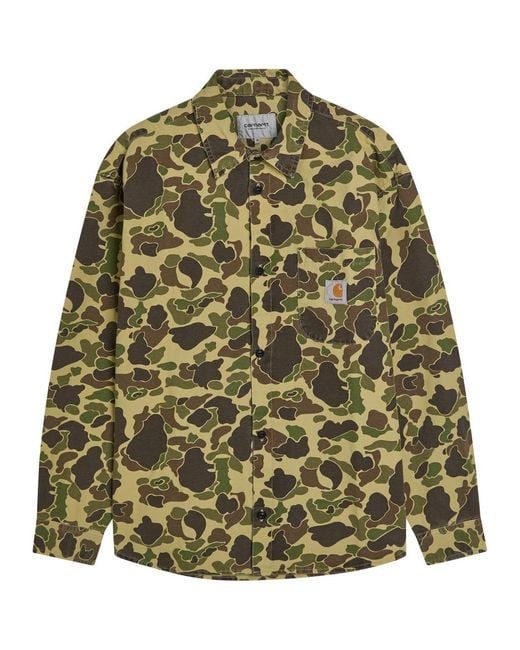 Carhartt Green Duck Camouflage Canvas Overshirt for men
