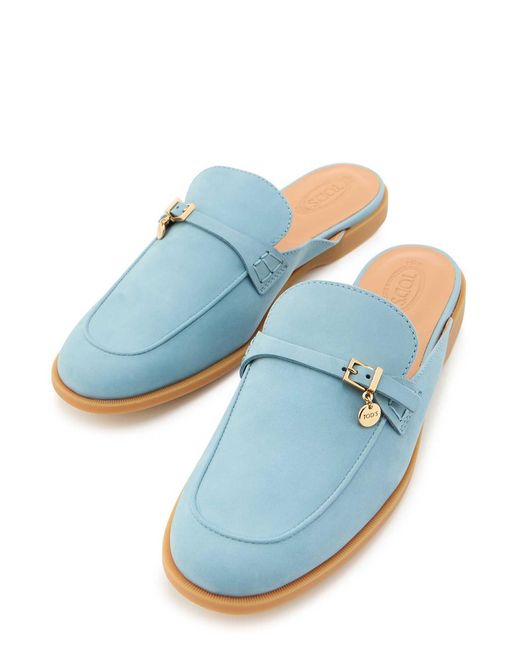 Tod's Blue Gom.Leg Nubuck Sliders