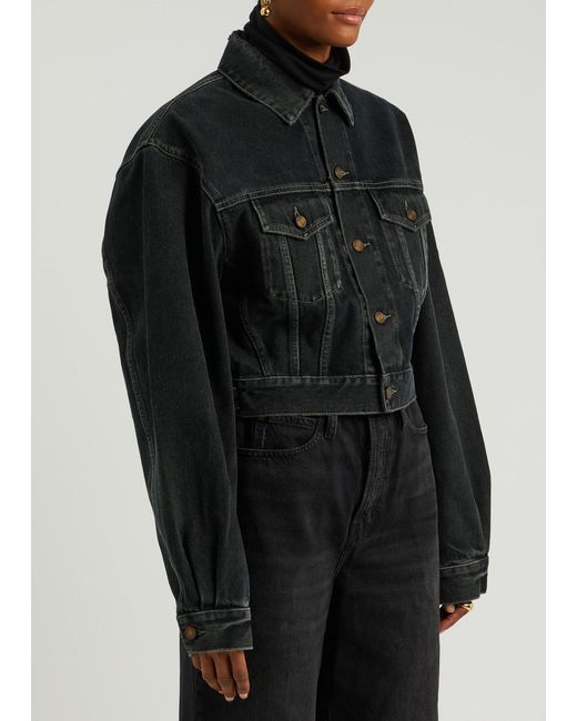 Saint Laurent Black Cropped Denim Jacket