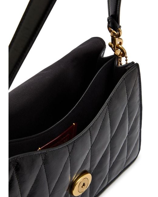 COACH Black Tabby Quilted Glazed Leather Shoulder Bag