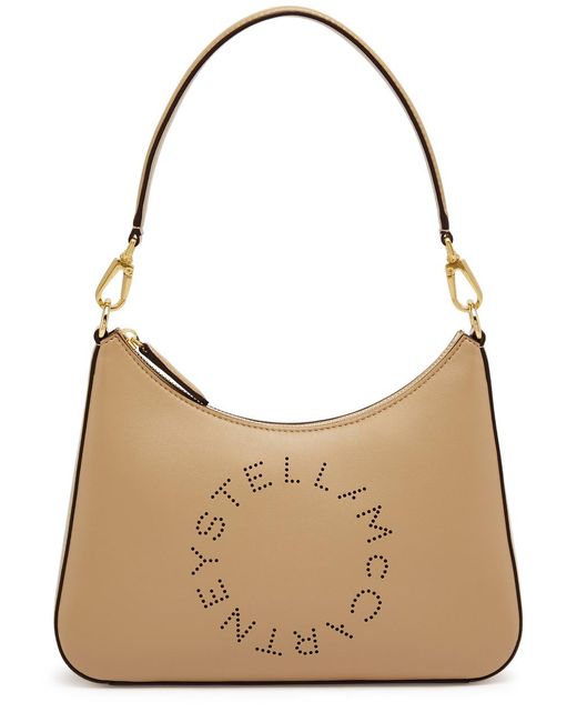 Stella McCartney Brown Stella Logo Faux Leather Shoulder Bag