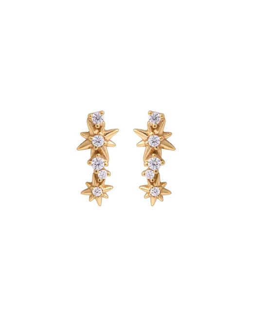 Astrid & Miyu White Cosmic Crystal 18Kt-Plated Stud Earrings