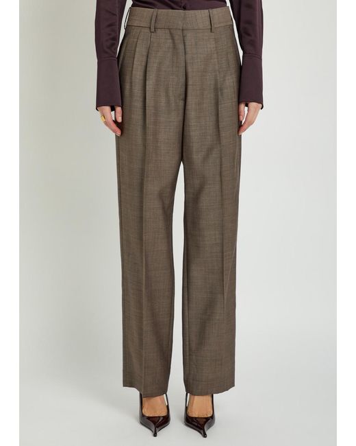 Blazé Milano Natural Fox Pleated Straight-Leg Wool-Blend Trousers
