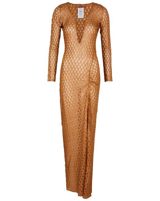 Missoni Natural Metallic-weave Open-knit Maxi Dress