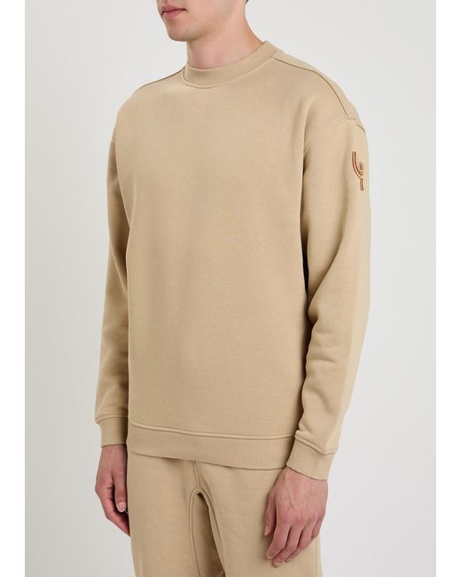 Now You Live Natural Pleatling Logo-Embroidered Cotton Sweatshirt for men