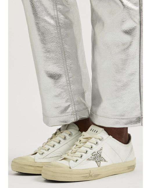Golden Goose Deluxe Brand White V-star 2 Distressed Leather Sneakers