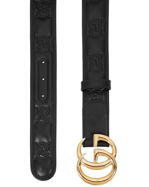 Gucci Black gg Marmont Quilted Leather Belt