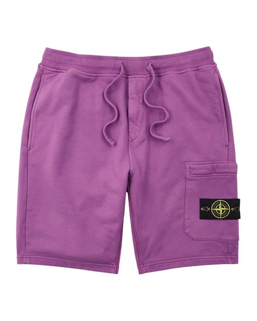 Stone Island Purple Cotton Shorts for men