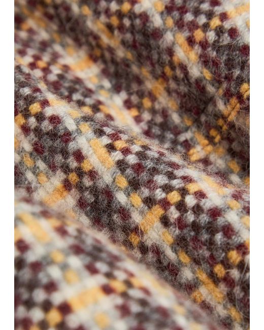 vowels Brown Checked Wool And Mohair-Blend Overshirt for men