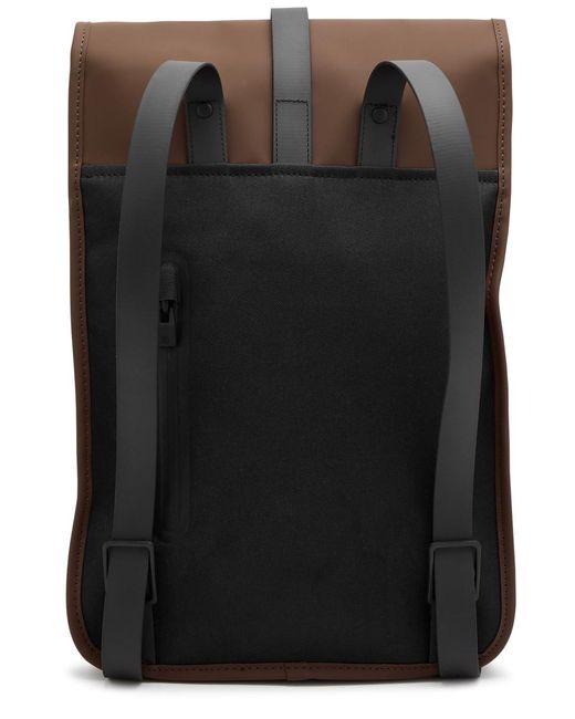 Rains Brown Mini Rubberised Backpack for men