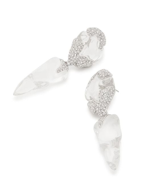 Alexis White Silverlake Lucite Pavé Rhodium-Plated Drop Earrings