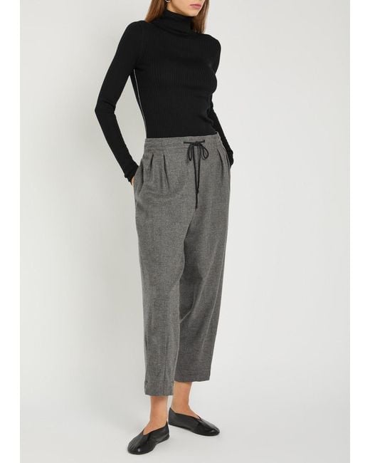 Maria McManus Black Ribbed Turtle-Neck Merino Wool Top