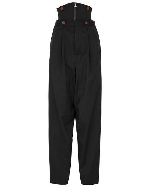 Vivienne Westwood Black Macca Corset Tapered Wool Trousers
