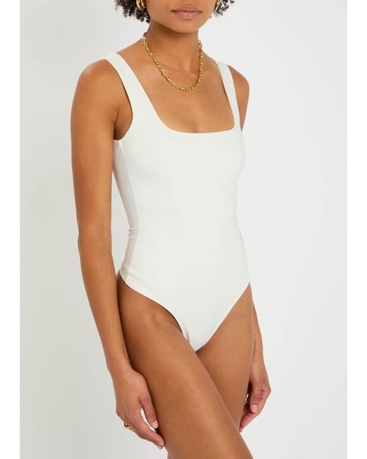 GOOD AMERICAN White Scuba Modern Tank Stretch-Jersey Bodysuit