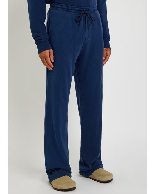 The Elder Statesman Blue Daily Logo-Embroidered Cotton And Cashmere-Blend Sweatpants for men