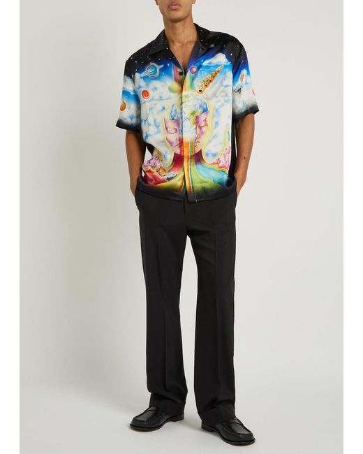 Casablanca Blue The Essential Experience Printed Silk Shirt for men