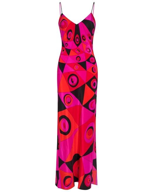 Emilio Pucci Pink Printed Silk Maxi Dress