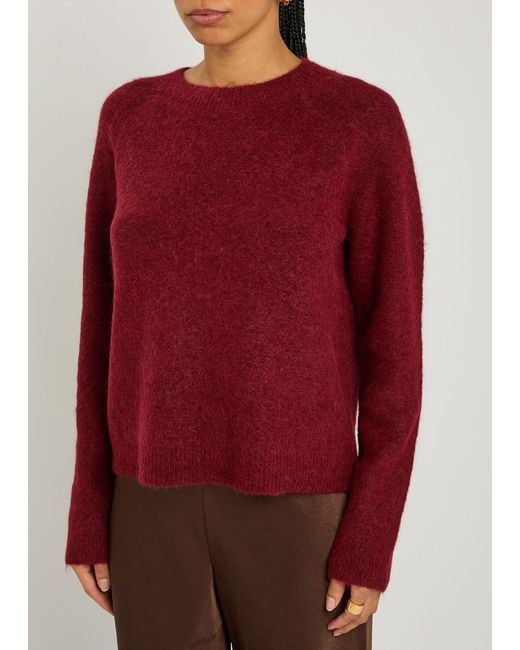 Vince Red Brushed Alpaca-Blend Jumper